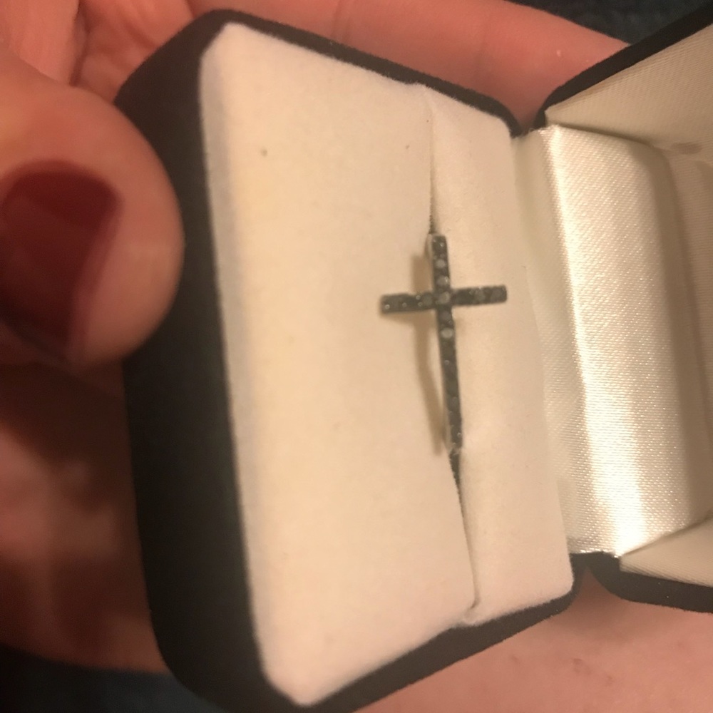 Ladies black cross ring